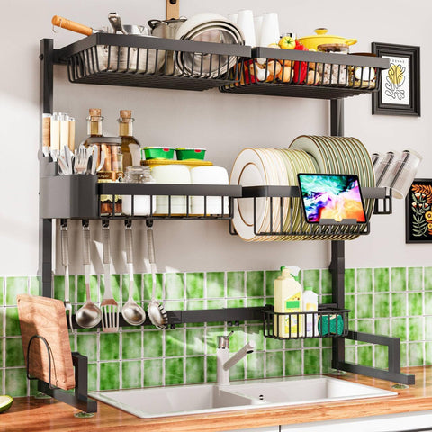 ilvvan over-the-sink rack extended length for flexible fit on large sinks