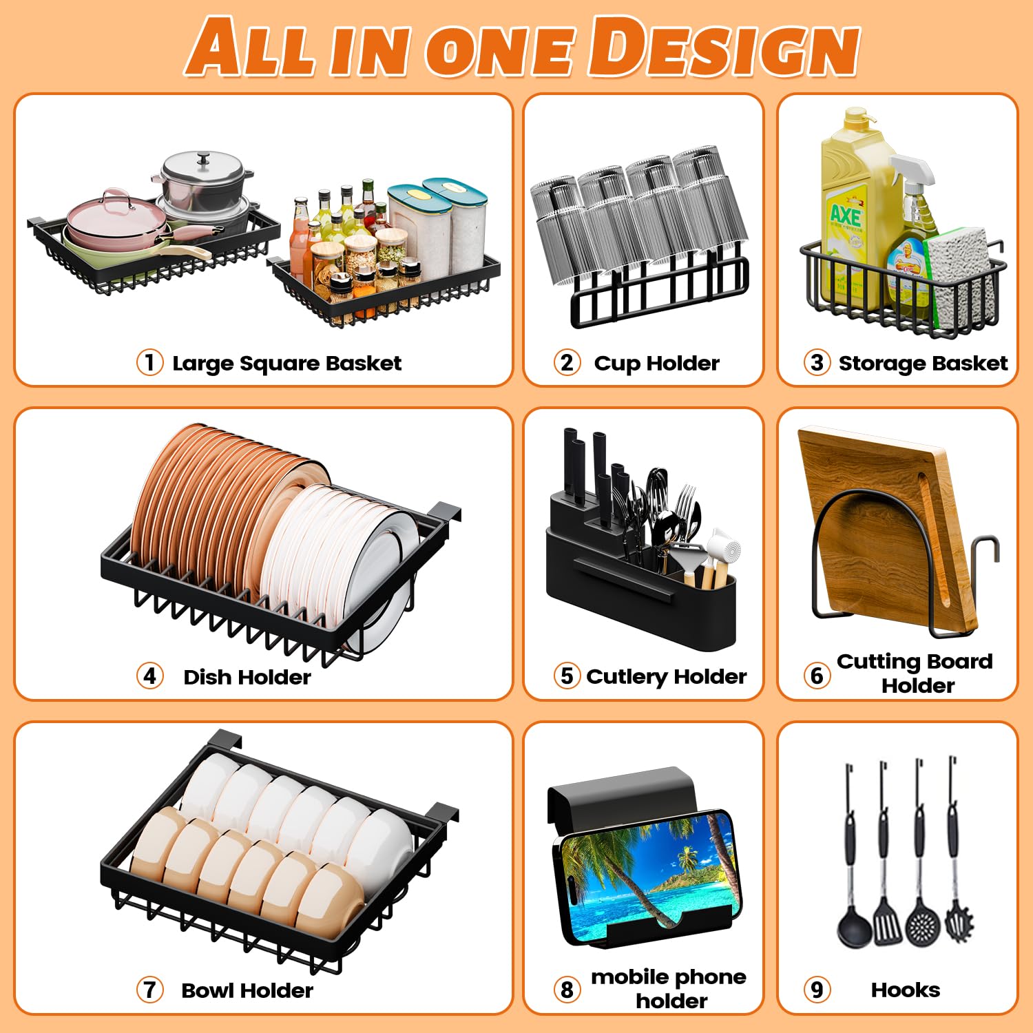 ilvvan over-sink rack height-adjustable to customize clearance above counters