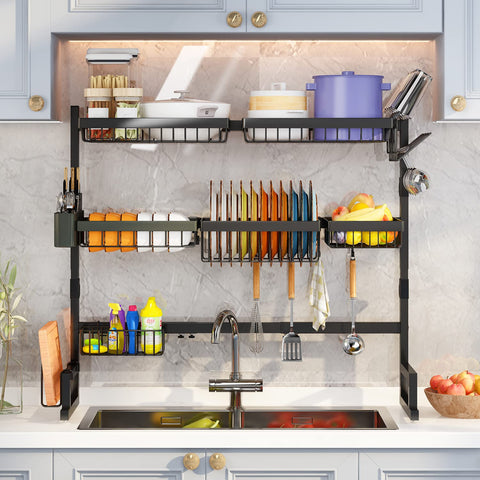 ilvvan snap-on dish rack attachment keeps counters organized and clutter-free
