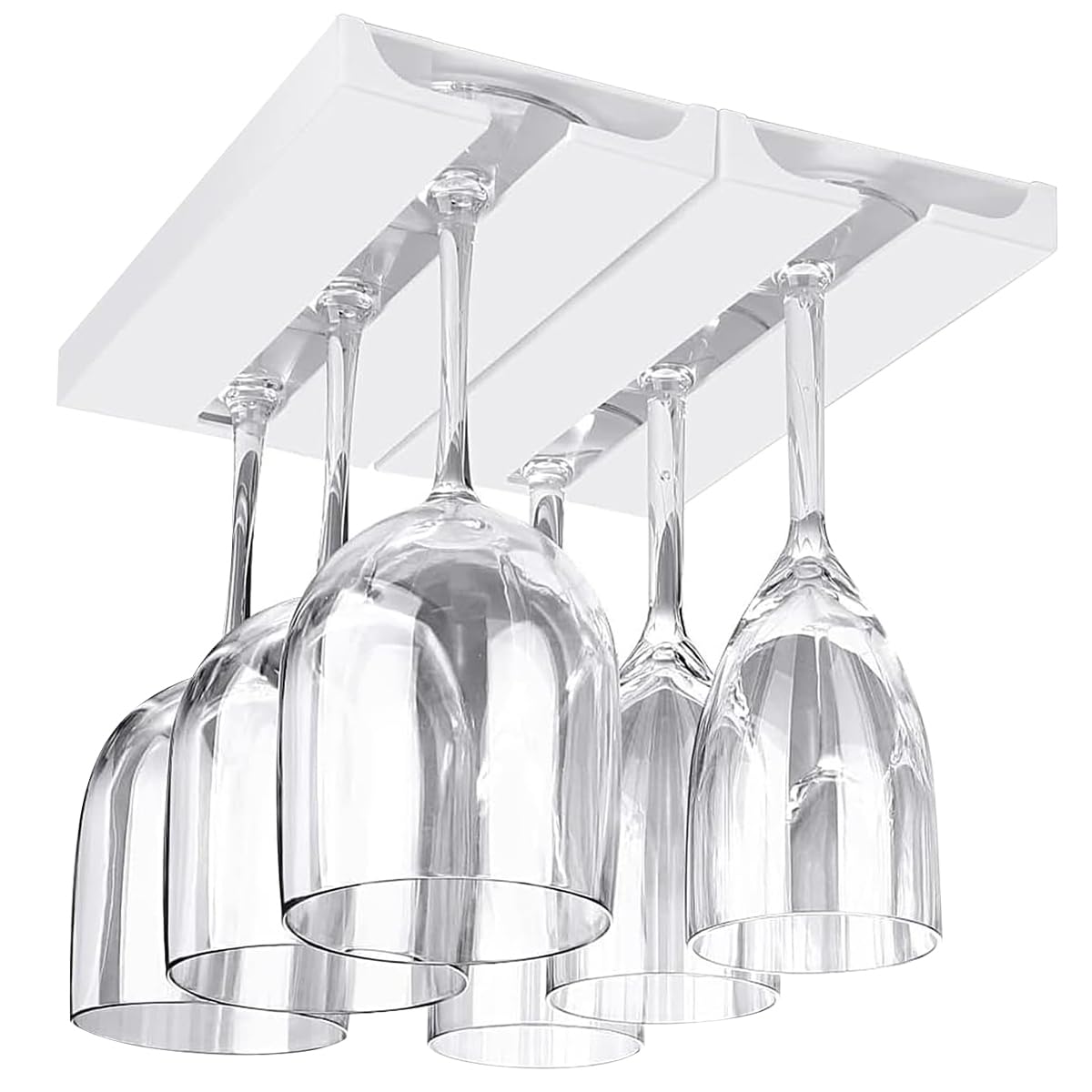 DESONAUT 2 Pcs Wine Glass Holder Under Shelf or Cabinet Punch-free,Stemware Rack Glassware Drying Storage Hanger for Kitchen,Bar and Restaurant (White)