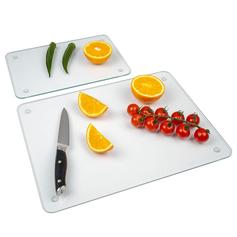Phore Tempered Glass Cutting Board – 2-Piece Set (16x12 & 12x8), Non-Slip, Dishwasher Safe