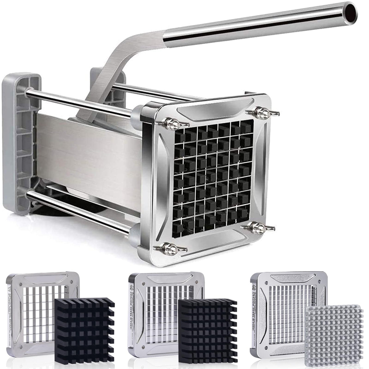 French Fry Cutter, Sopito Professional Potato Cutter Stainless Steel with 1/2-Inch and 1/4-Inch and 3/8-Inch Blade Great for Potatoes Carrots Cucumbers