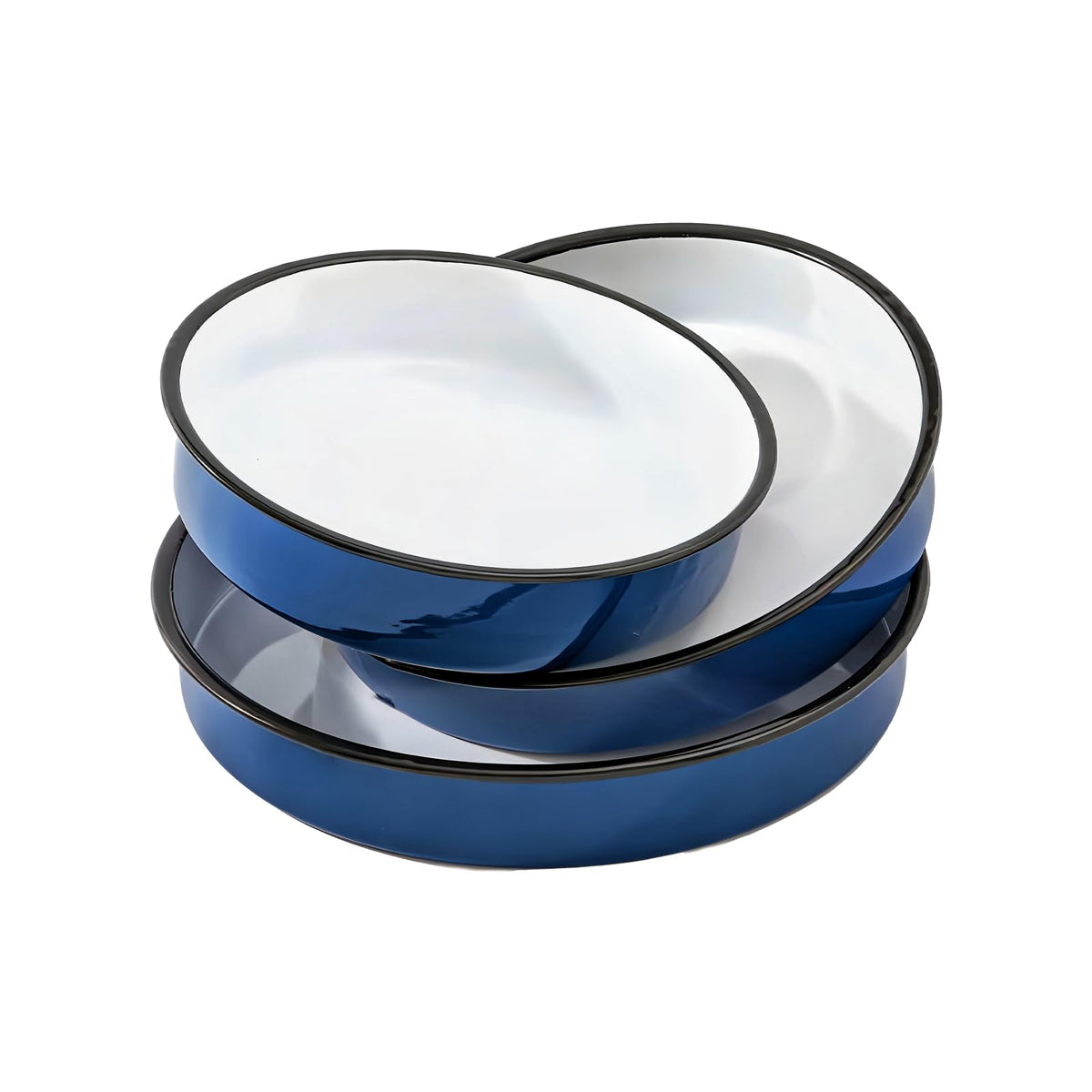 3-Pack Enamel Roasting & Baking Pan Set 10/12/14 Inch Round Deep Cake Pans for Turkey Pizza Casseroles Desserts Oven & Dishwasher High Temperature Resistance Baking Dishes Gifts for Mom Wife Christmas
