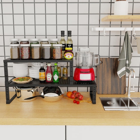 Jojocross Expandable Stackable Kitchen Organizer – Metal Pantry Shelves