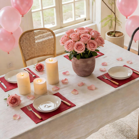 Home Brilliant Cloth Placemats Set of 4 Red Linen Placemats for Dinner Heat Resistant Dining Table Mats Kitchen Place Mats for Party Valentine's Day, Dark Red Burgundy