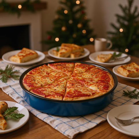 3-Pack Enamel Roasting & Baking Pan Set 10/12/14 Inch Round Deep Cake Pans for Turkey Pizza Casseroles Desserts Oven & Dishwasher High Temperature Resistance Baking Dishes Gifts for Mom Wife Christmas