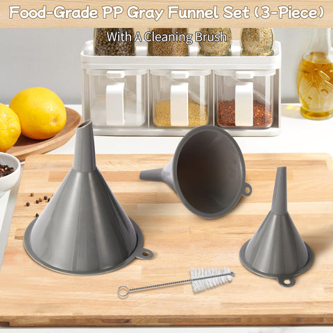 HAYAWEY Plastic Kitchen Funnel Set of 3 – BPA Free, Multi-Use Funnels for Kitchen, Lab & Auto