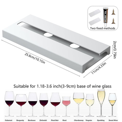 DESONAUT 2 Pcs Wine Glass Holder Under Shelf or Cabinet Punch-free,Stemware Rack Glassware Drying Storage Hanger for Kitchen,Bar and Restaurant (White)