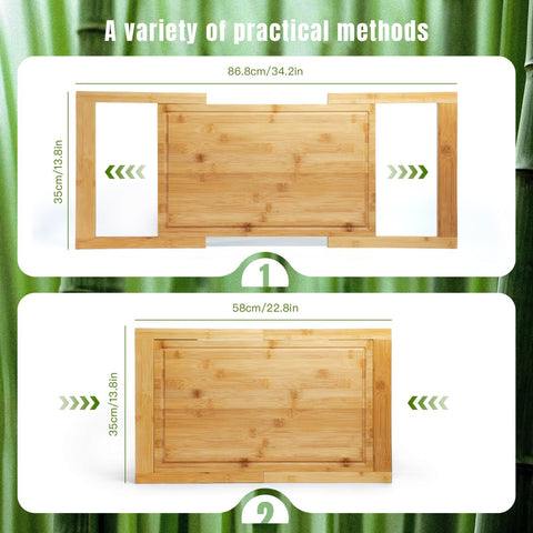 DAOYOUSKY Bamboo Expandable Over The Sink Cutting Board with Juice Groove for kitchen, Wooden Kitchen Sink Cover Chooping Board for Counter Space