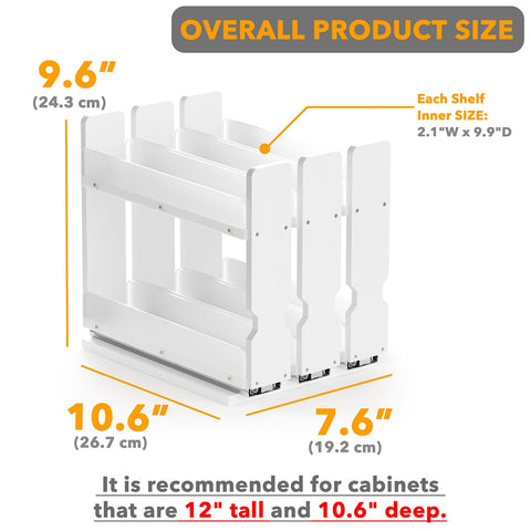 SpaceAid Bamboo Pull-Out Spice Rack Organizer — 2-Tier White Cabinet Slide, 3 Drawers (2