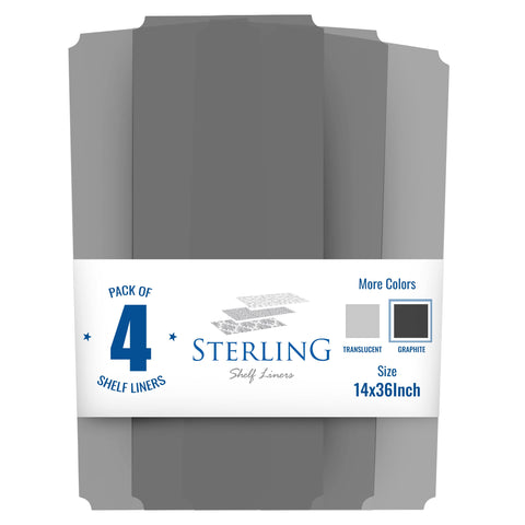 Sterling Shelf Liners for Wire Shelf System – Graphite, 14 x 36 Inches (Set of 4)