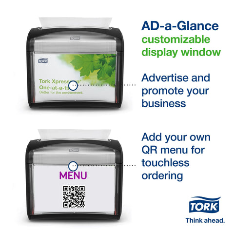 Tork Xpressnap Tabletop Napkin Dispenser Black One-at-a-time Dispensing, Hygienic, Durable Design 1 Pack x 1 Dispenser (6232100)