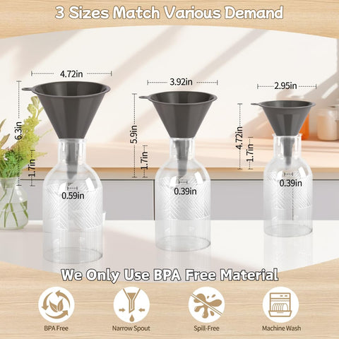 HAYAWEY Plastic Kitchen Funnel Set of 3 – BPA Free, Multi-Use Funnels for Kitchen, Lab & Auto