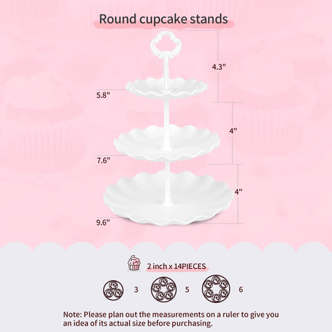 NWK cupcake stand display, white, offers varied heights for cakes and treats.
