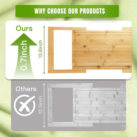 DAOYOUSKY Bamboo Expandable Over The Sink Cutting Board with Juice Groove for kitchen, Wooden Kitchen Sink Cover Chooping Board for Counter Space