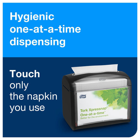 Tork Xpressnap Tabletop Napkin Dispenser Black One-at-a-time Dispensing, Hygienic, Durable Design 1 Pack x 1 Dispenser (6232100)