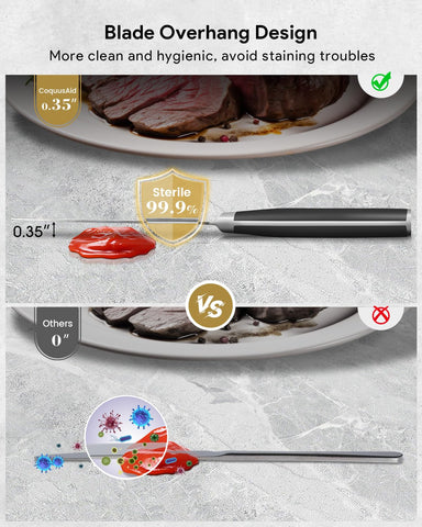 Knife Set, Kitchen Knife Block Sets with Sharpener, 6 Steak Knife Set Serrated with Block, 15 PCS Forged German Stainless Steel Rust Proof Knives, Dishwasher Safe Black, New Beveled Design