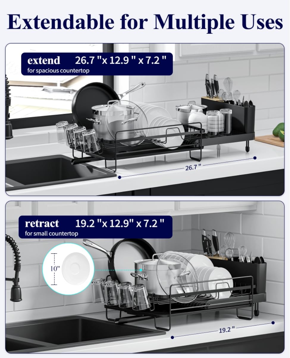 Kitsure dish rack with cutlery holder and cup holders.