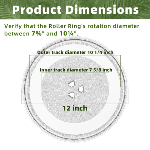 12" Whirlpool Microwave Glass Plate Replacement W11367904 W11291538 W10337247 W11443145, Compatible with Whirlpool Microwave Glass Turntable Plate WMH31017 WML55011 Whirlpool 12 Inch Microwave Plate