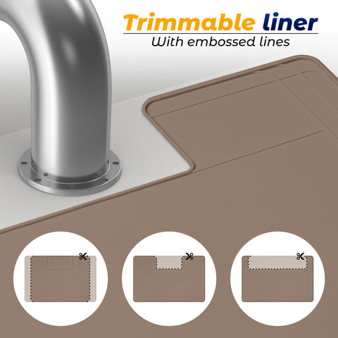 Famous Dino The Original Under Sink Mat - Silicone Waterproof, Adjustable 34x22.5, Trimmable & Easy to Clean