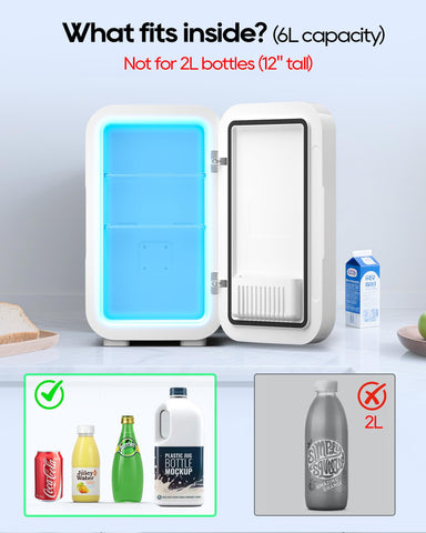 BEICHEN Mini Fridge,6 Liter / 8 Can Small Fridge for Bedroom, Car, Office & Dorm, 110V AC/DC Portable Thermoelectric Cooler & Warmer for Skincare, Food, Drinks, White