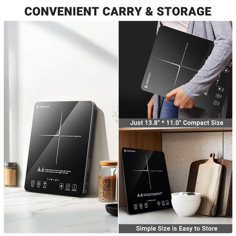 AMZCHEF Portable Induction Cooktop 20 Temperature & Power Levels, 1800W Induction Stove Burner with 6.8" Heating Coil, Low Noise Hot Plate Single Electric Cooktops Countertop Stove with Timer