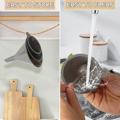 HAYAWEY Plastic Kitchen Funnel Set of 3 – BPA Free, Multi-Use Funnels for Kitchen, Lab & Auto