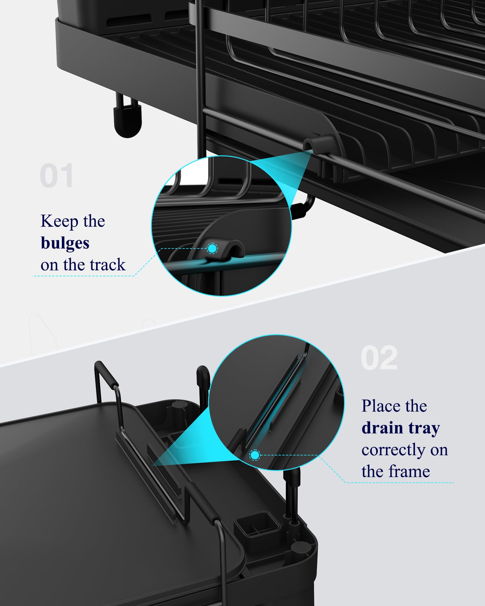 Kitsure drainboard keeps dishes organized after washing.