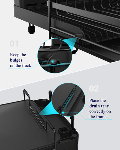 Kitsure drainboard keeps dishes organized after washing.