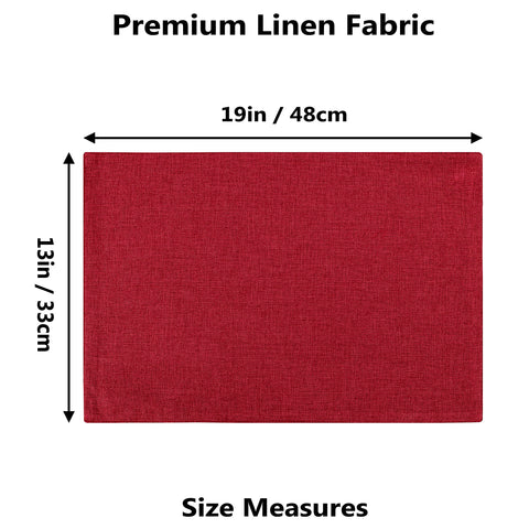 Home Brilliant Cloth Placemats Set of 4 Red Linen Placemats for Dinner Heat Resistant Dining Table Mats Kitchen Place Mats for Party Valentine's Day, Dark Red Burgundy