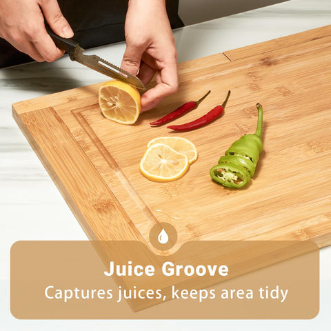 DAOYOUSKY Bamboo Expandable Over The Sink Cutting Board with Juice Groove for kitchen, Wooden Kitchen Sink Cover Chooping Board for Counter Space