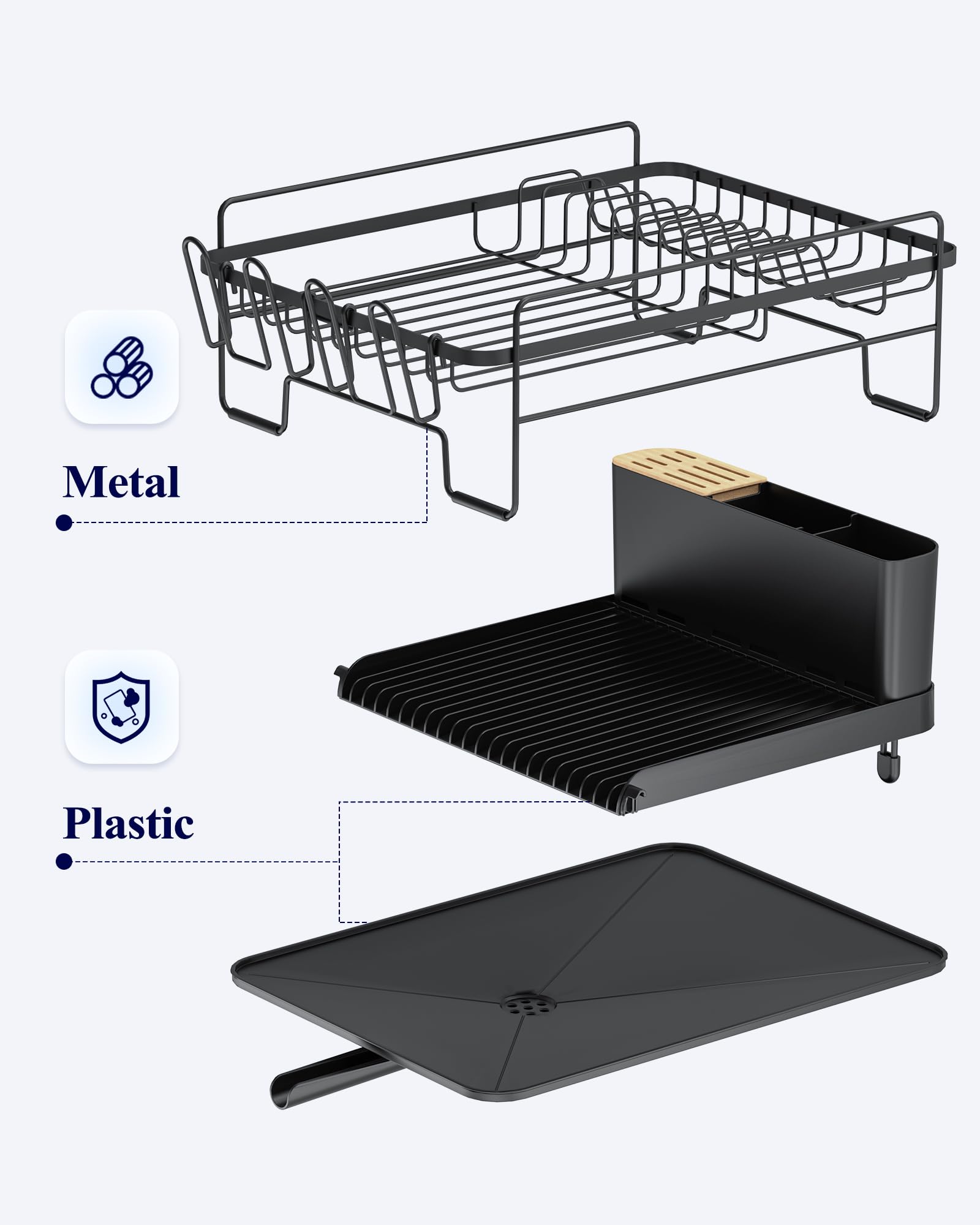 Kitsure rack fits a wide range of dish sizes.