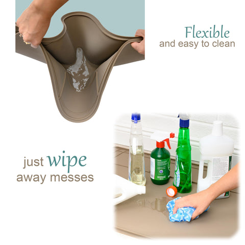 Famous Dino The Original Under Sink Mat - Silicone Waterproof, Adjustable 34x22.5, Trimmable & Easy to Clean