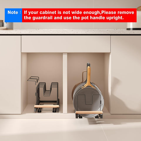 Magheo Pull-Out Pots & Pans Organizer - 22-inch Deep, Under-Cabinet, Expandable with 10 Adjustable Dividers