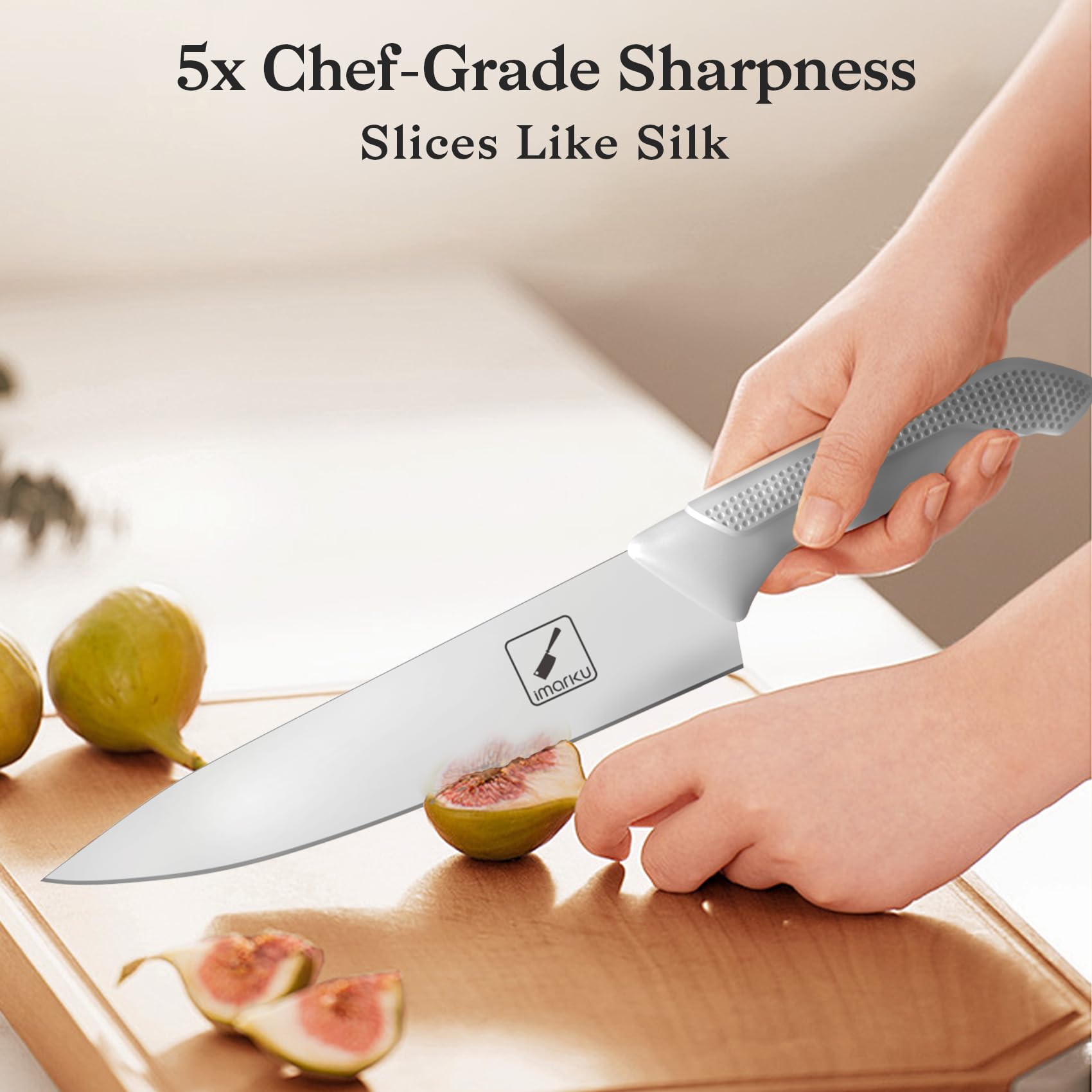 imarku 7-inch Santoku knife offers versatile chopping and mincing