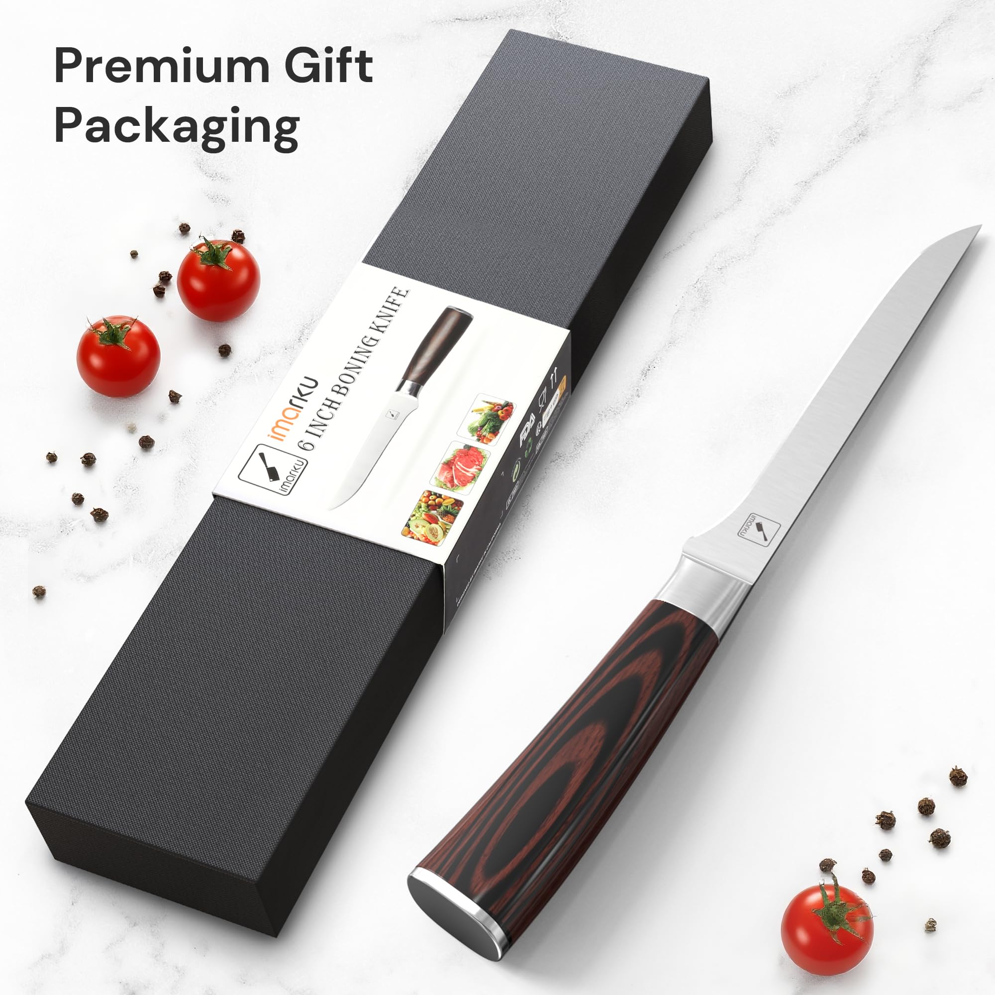 Imarku boning knife 6in premium steel resists corrosion for reliable kitchen use