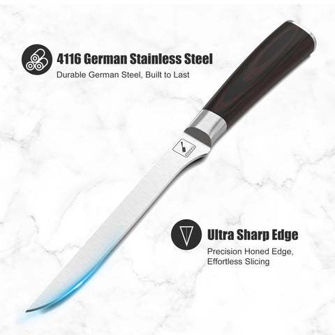 Imarku boning knife 6in pakkawood handle highlights premium craftsmanship and control