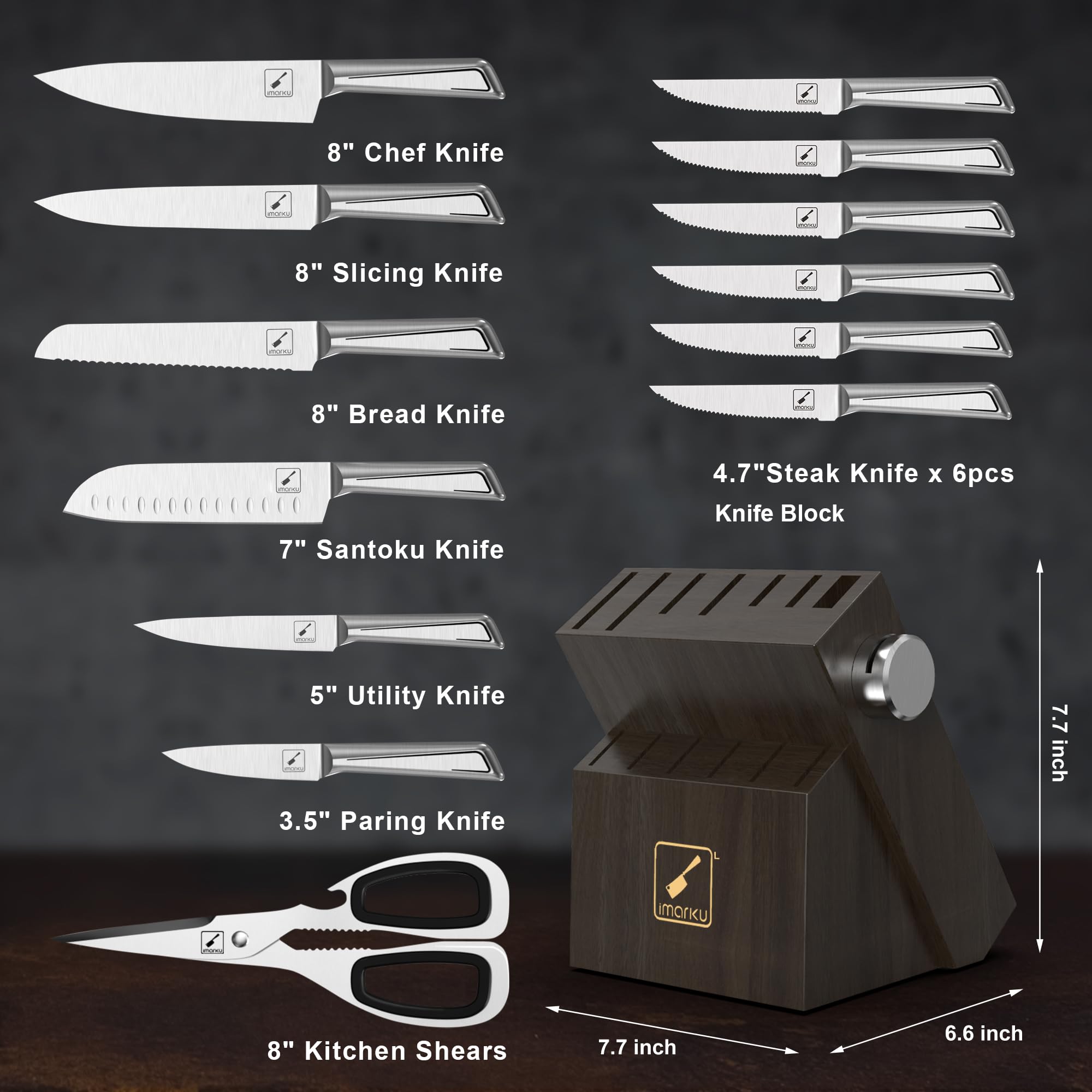 imarku 8-inch bread knife designed for clean, even slicing