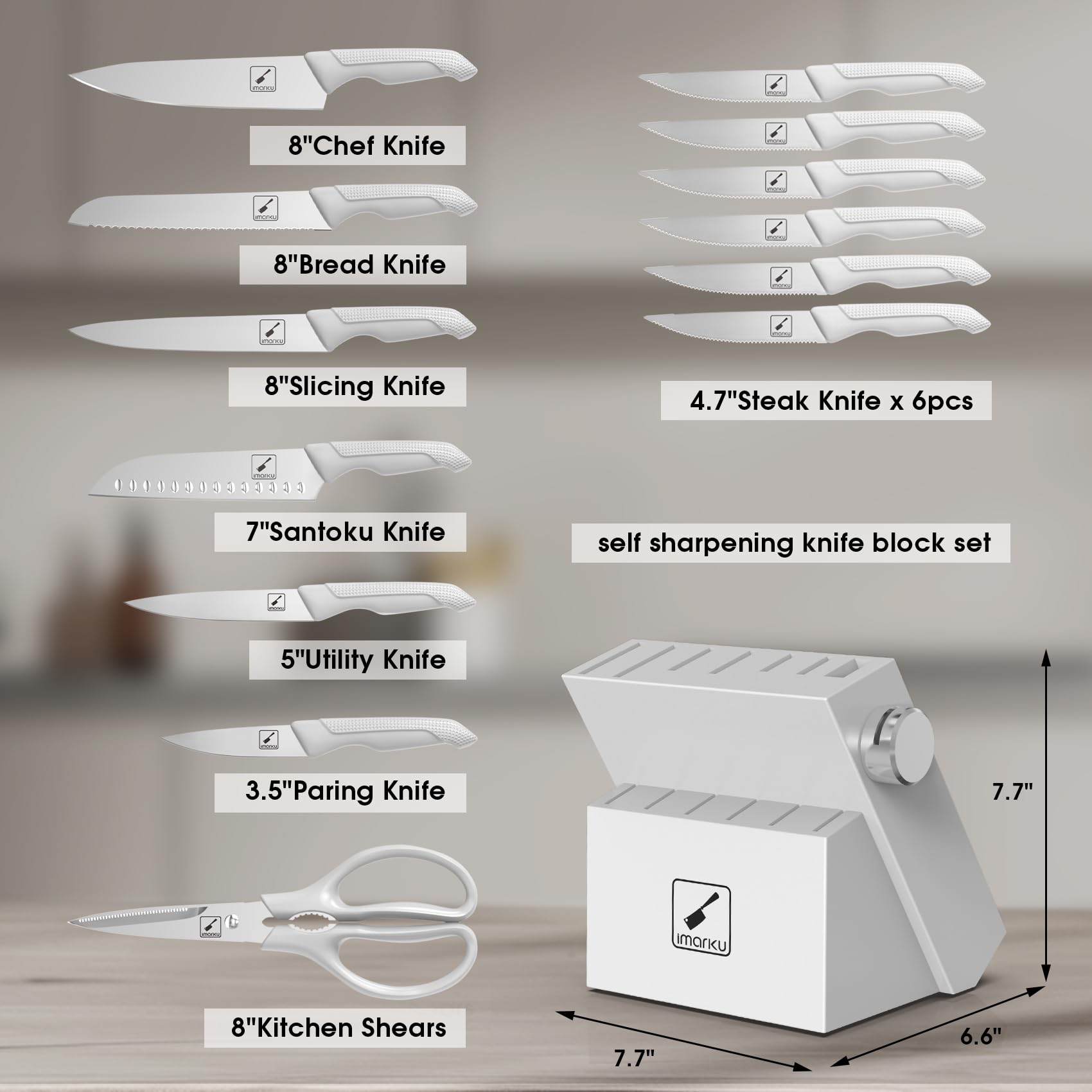 Imarku 8-inch bread knife with serrated edge for crusts.
