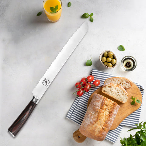 imarku bread knife ergonomic wooden handle offers comfortable grip for long slicing