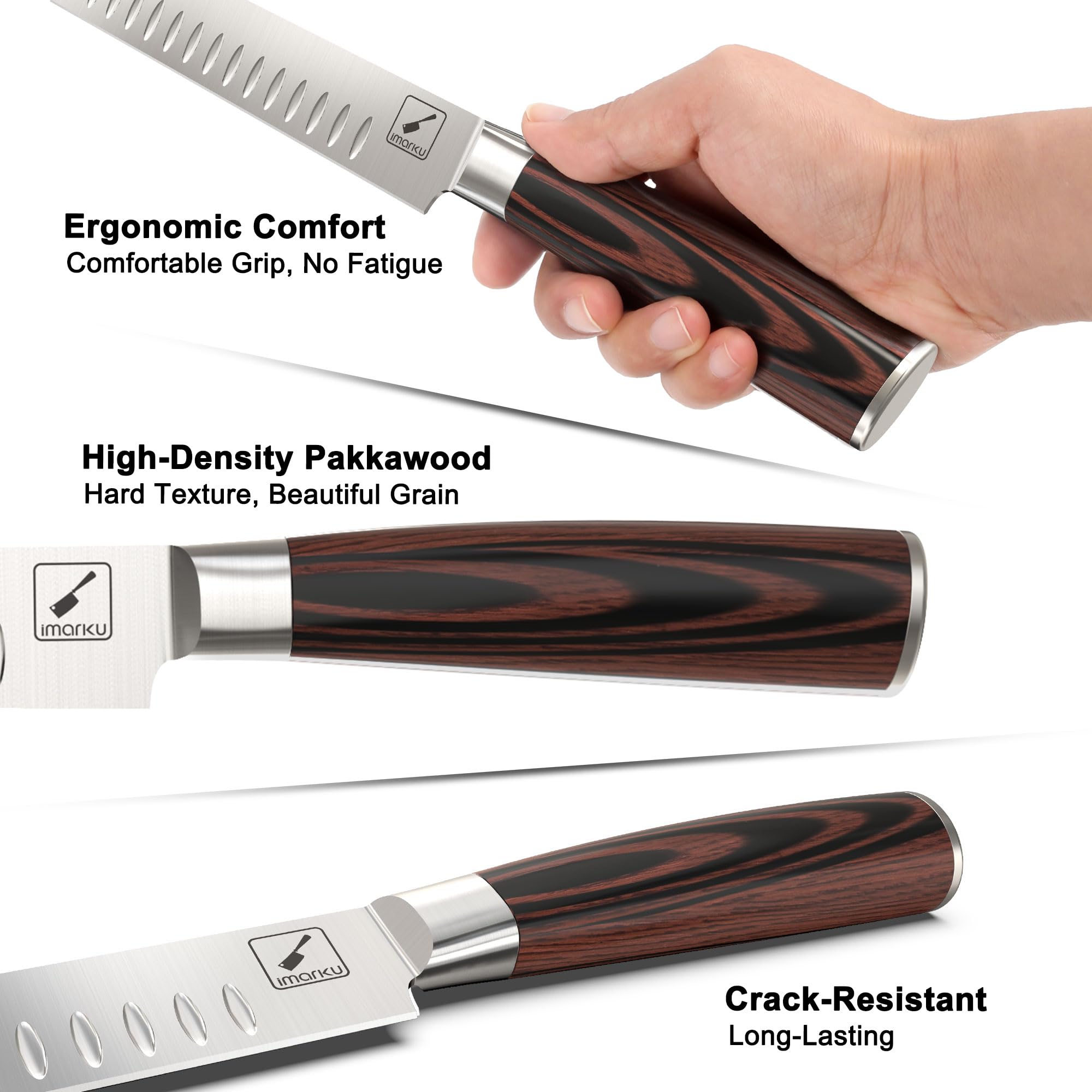 Imarku Brisket Knife balanced design for steady control during carving.