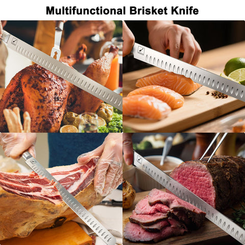 Imarku Brisket Knife premium stainless steel blade resists rust and stains.
