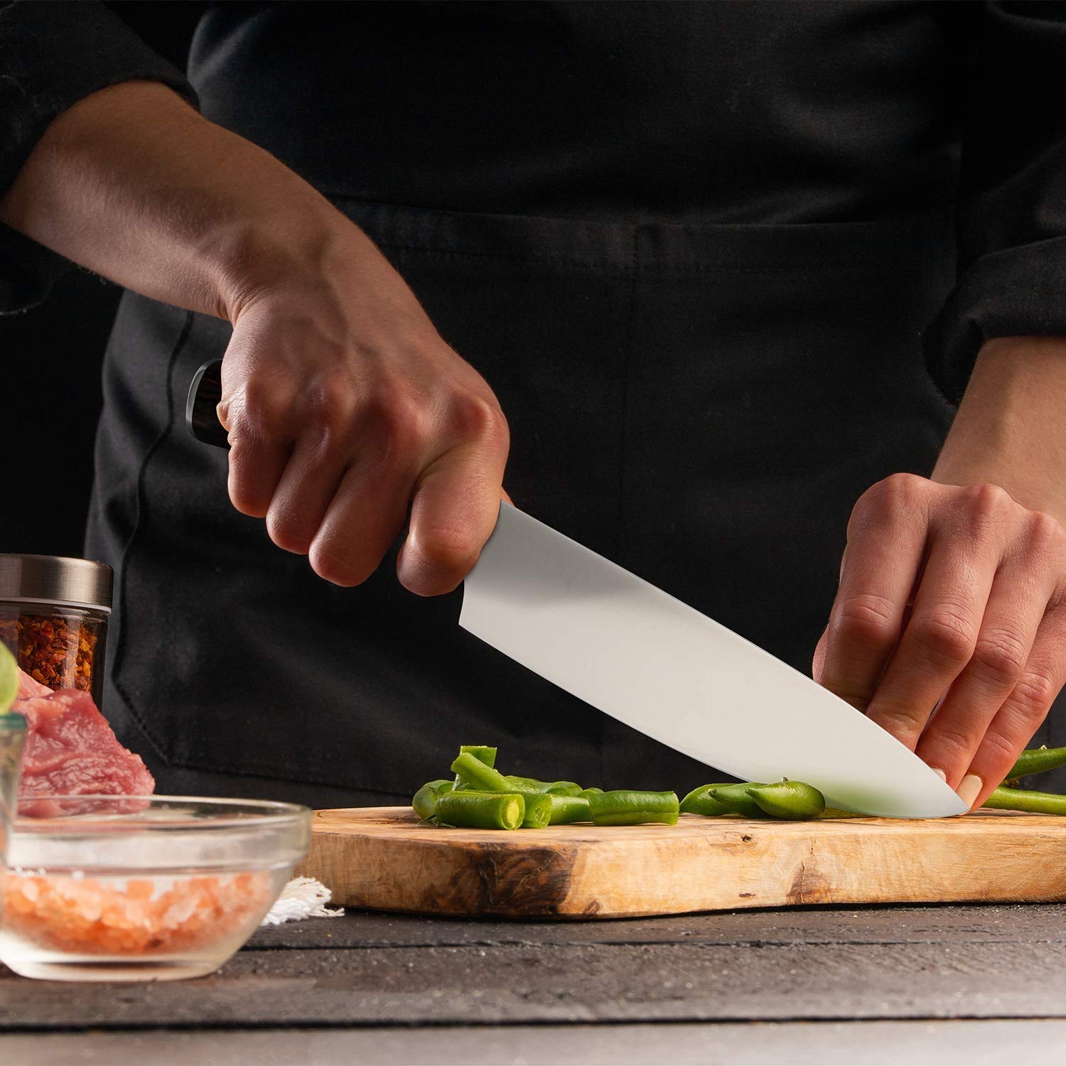 Imarku chef knife 8 inch full blade profile shows sharp durable edge