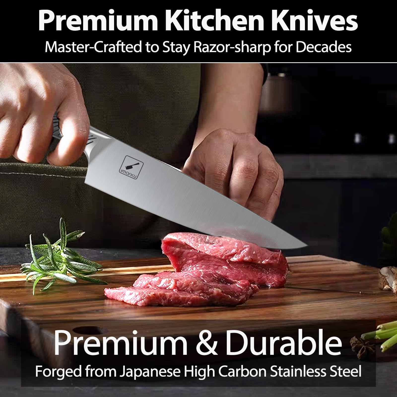 imarku chef knife 8-inch slicing with precision and control.