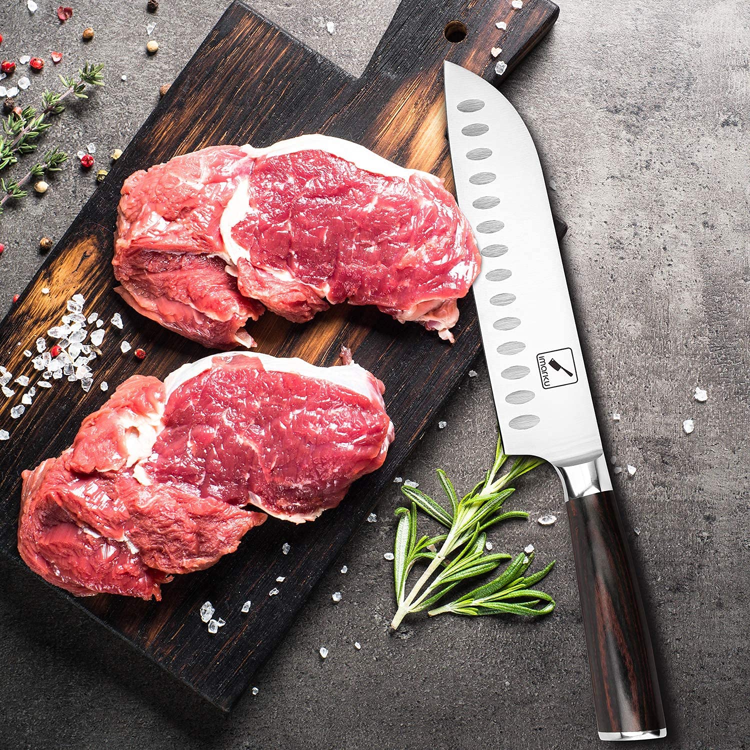 imarku kitchen knife used daily for chopping vegetables and slicing poultry with ease.