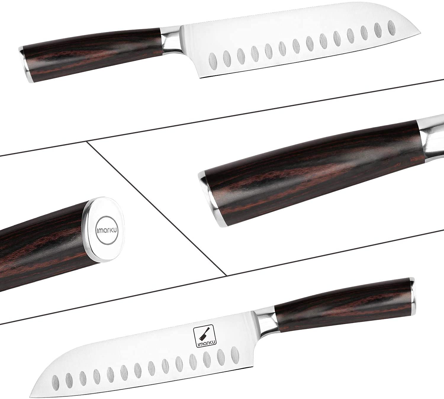 imarku 7-inch edge polished blade delivers ultra-sharp accuracy for herbs and vegetables.