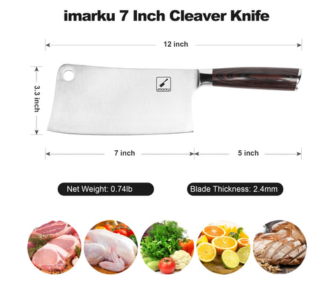 Imarku cleaver with ergonomic handle for comfortable, secure grip during prep.