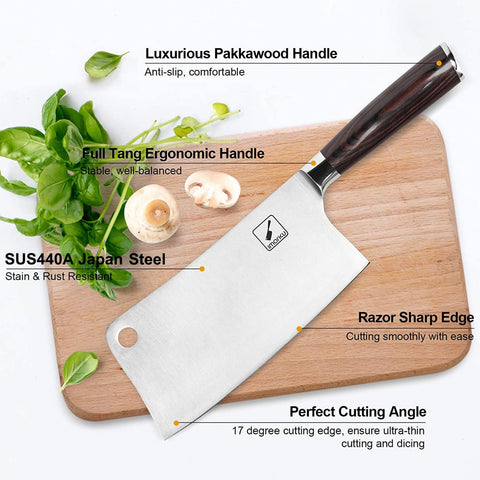 Imarku cleaver in action for meat cutting and slicing.