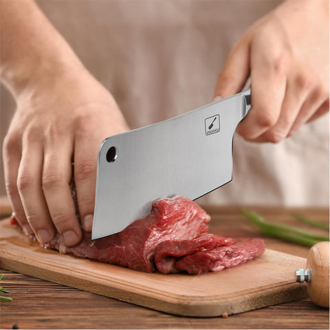 Imarku cleaver forged with SUS440A Japan steel for lasting sharpness.