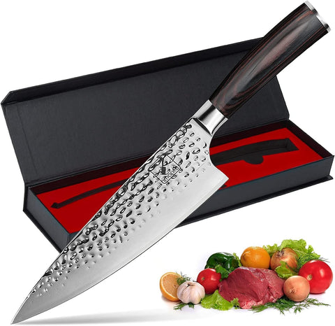 imarku Damascus 8-Inch chef knife blade with ultra sharp edge for precise slicing